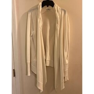 Cache Cardigan Women's Size M Ivory Acrylic Open Front with pockets